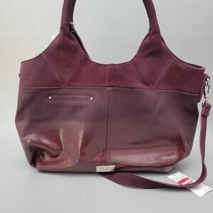 Steven by Steve Madden Patent Leather Shoulder Bag Purse Tote Burgundy Ombre Y2K